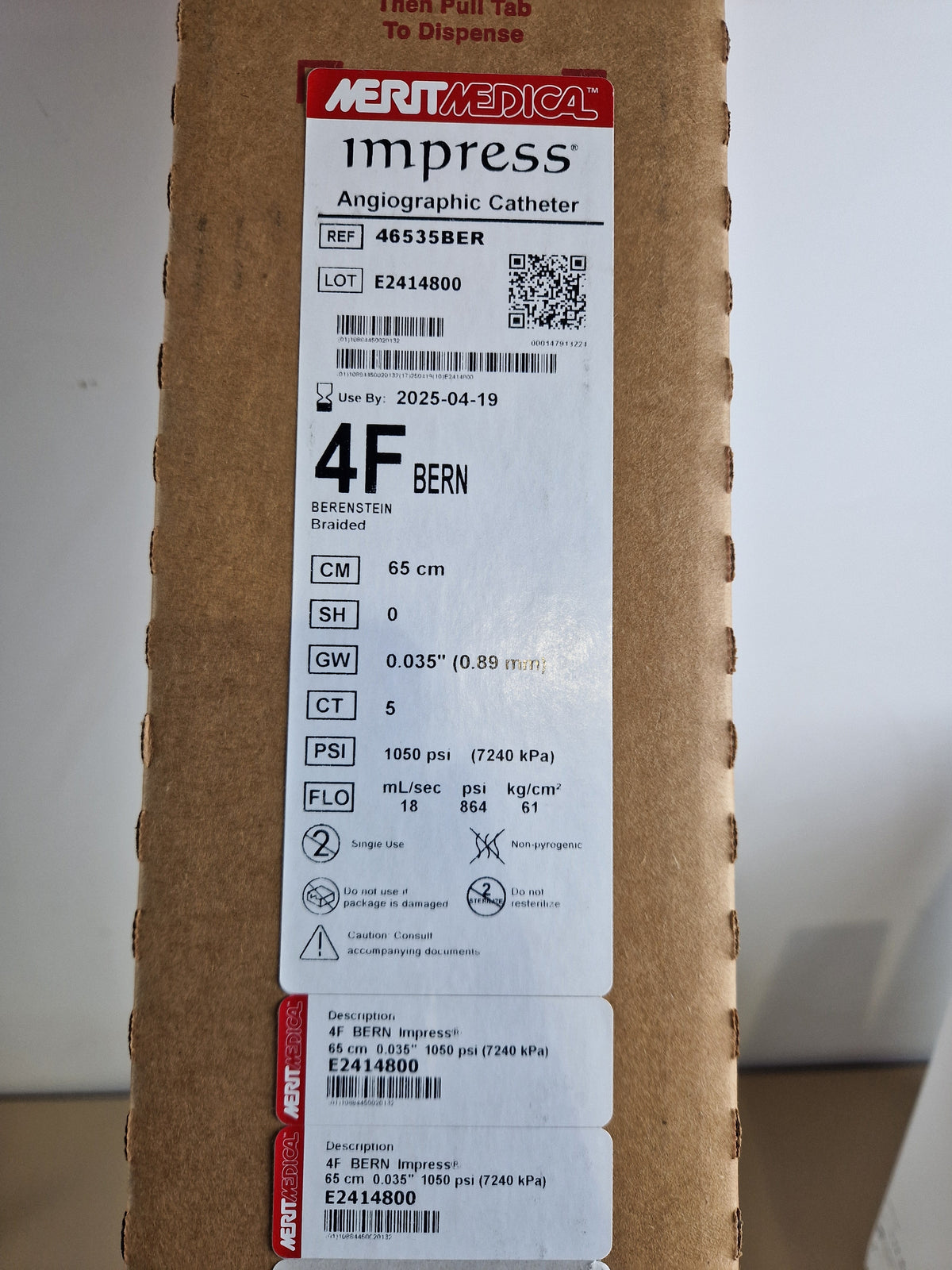 Merit Medical impress Angiographic Catheter ref 46535BER expired!