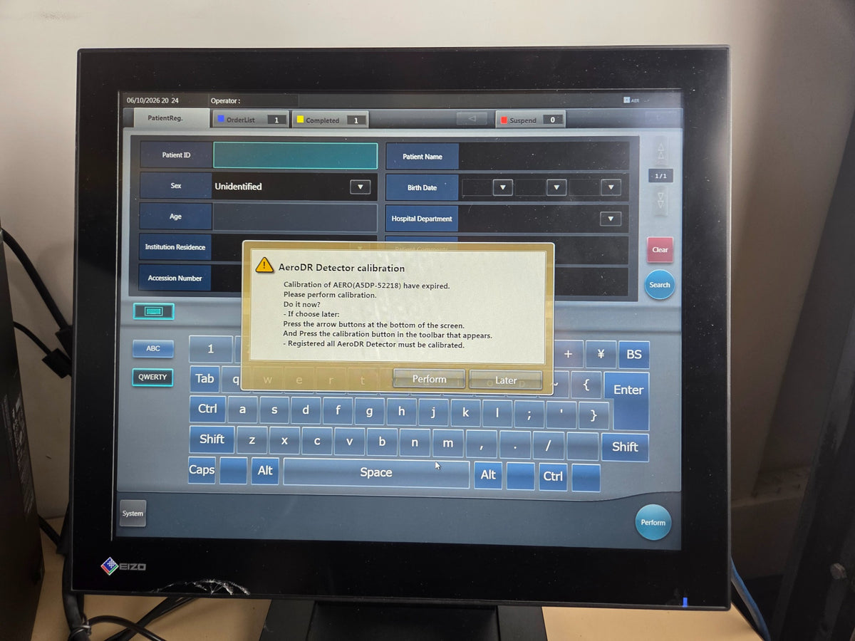 CS-7 interface showing expired detector calibration warning