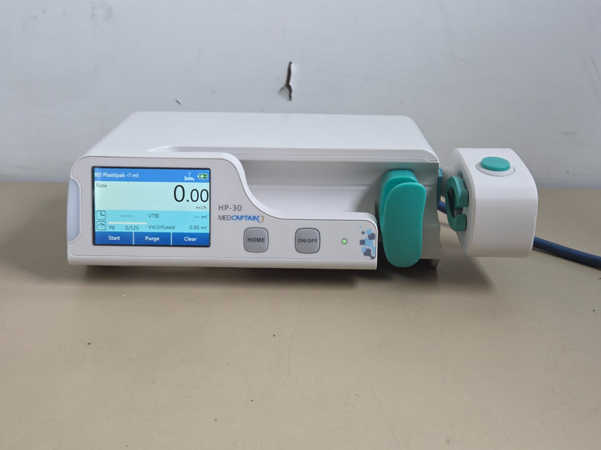 Medcaptain HP-30 syringe pump front view powered on
