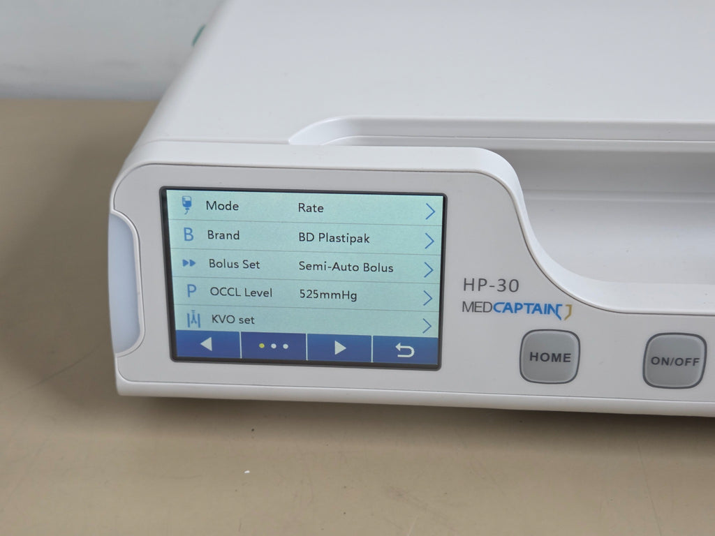 Medcaptain HP-30 syringe pump settings screen