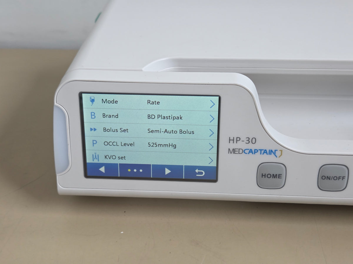 Medcaptain HP-30 syringe pump settings screen