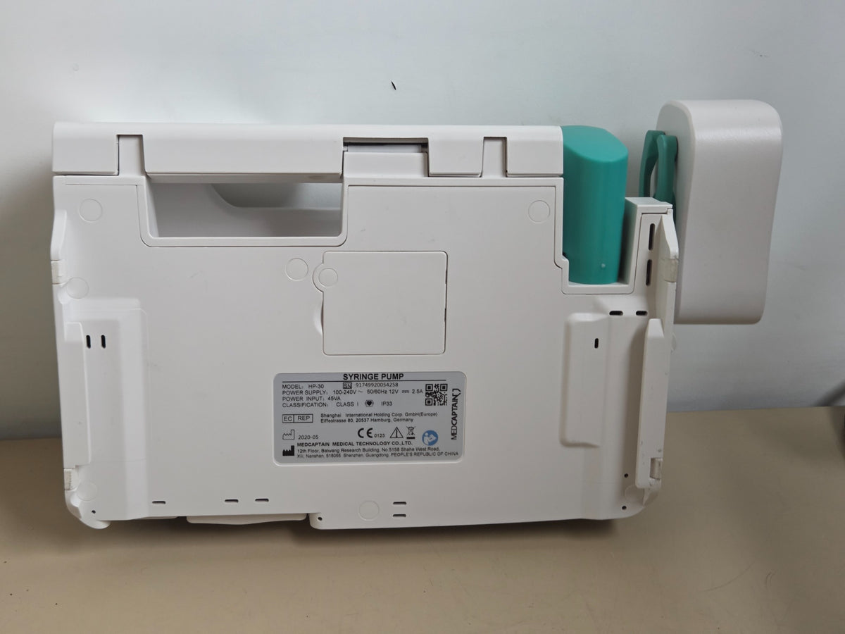Medcaptain HP-30 syringe pump rear manufacturer label