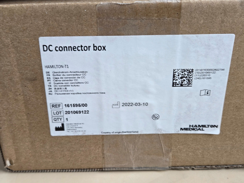 Hamilton-T1 DC connector box 161595/00 — supplied set and component details