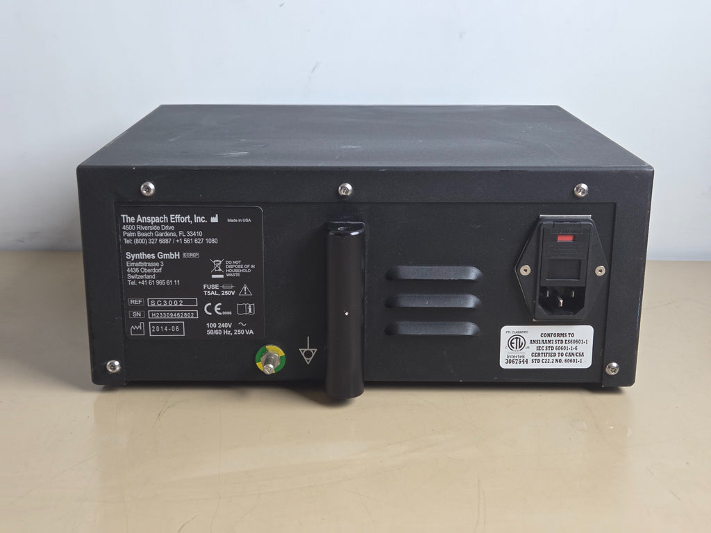ANSPACH SC3002 console — controls, irrigation pump and identification label
