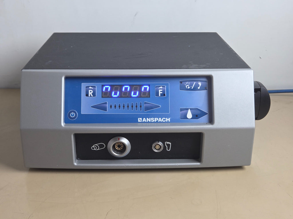 ANSPACH SC3002 console — controls, irrigation pump and identification label
