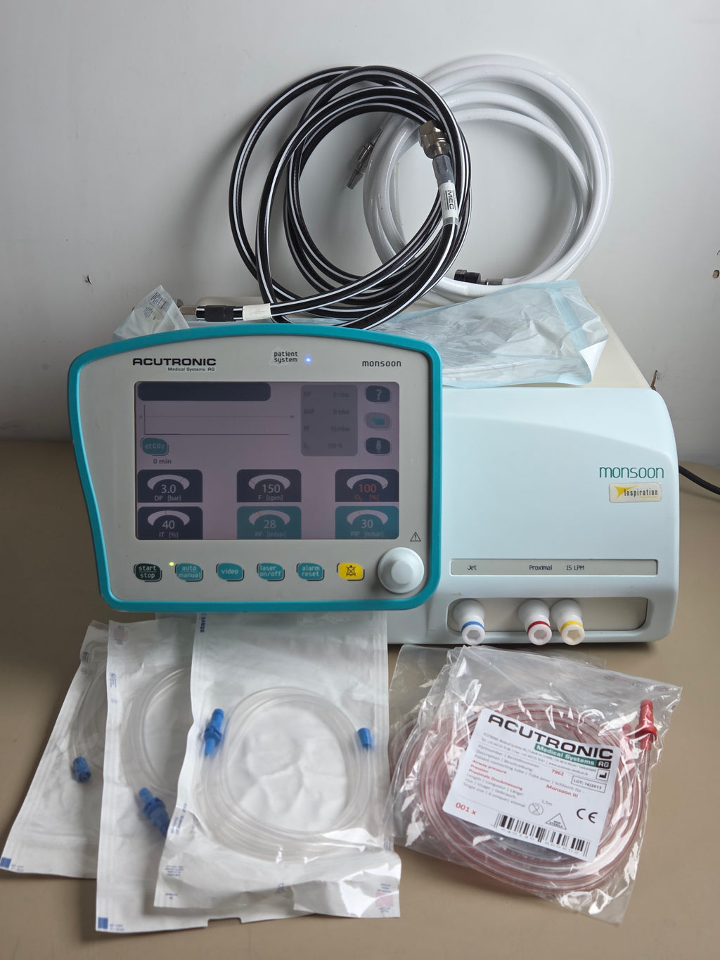 ACUTRONIC Monsoon III High Frequency Jet Ventilator HFJV + Hoses & Accessories