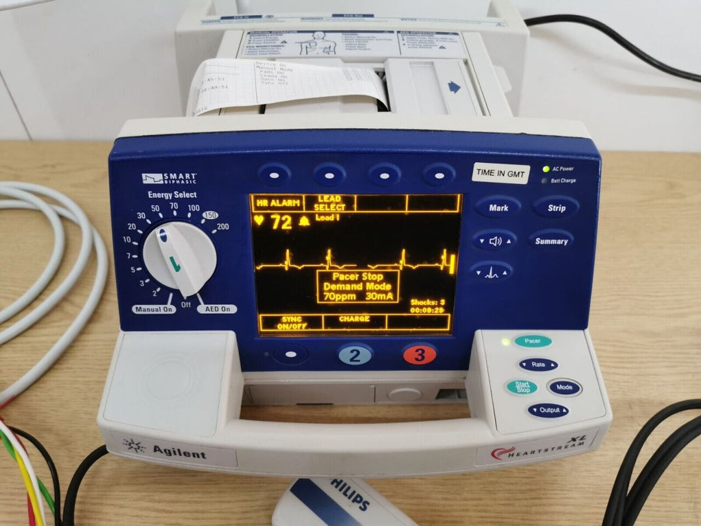 PHILIPS Agilent Heartstart XL M4735A with pacer + ECG + therapy cable + printer Defibrillator