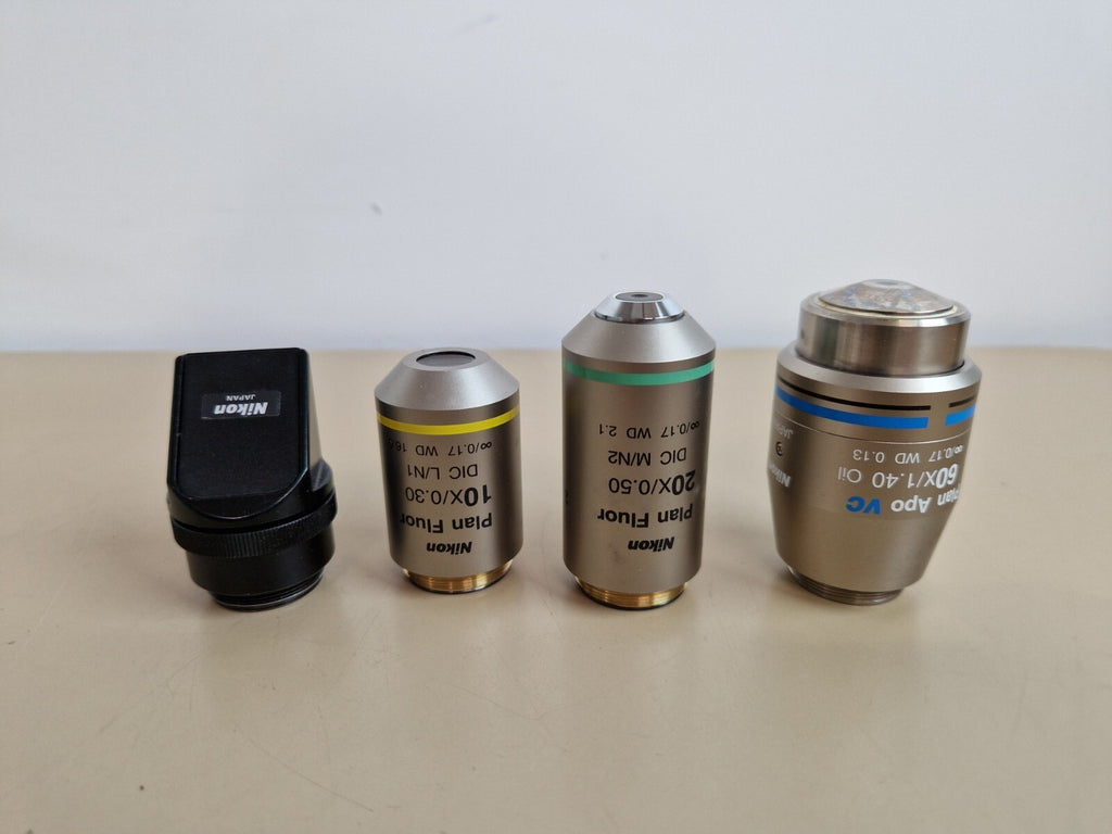 nikon eclipse 80i Epi illumination fluorescen microscope + plan fluor objective5