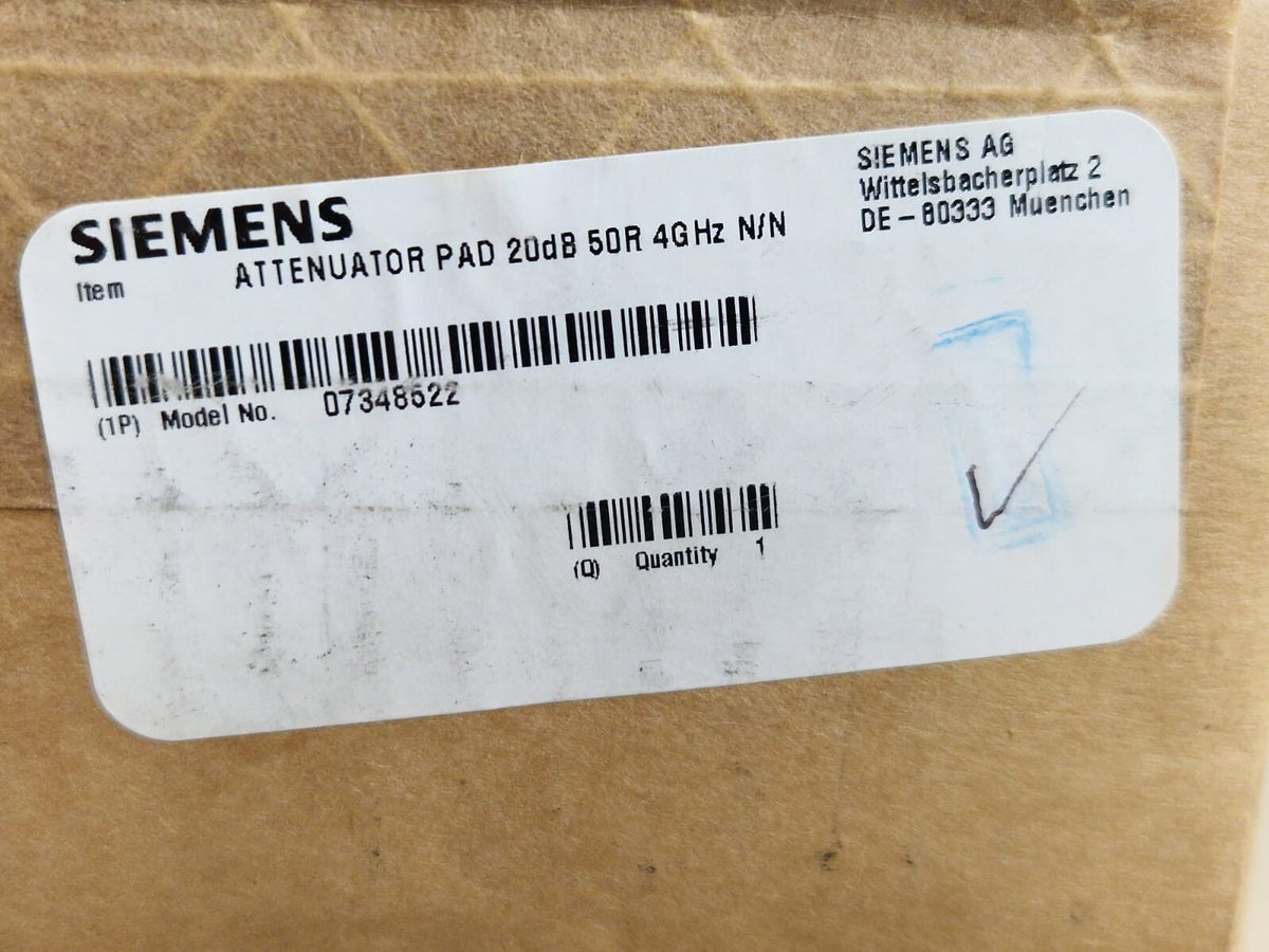 siemens oncor linac attenuator pad 20dB 50R 4GHz N/N model no:073486221