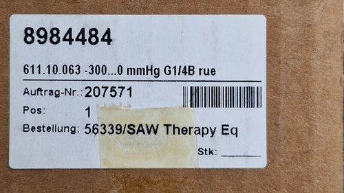 611.10.063 negative pressure vacuum suction capsule gauge    750    0 mmhg G1/4B1