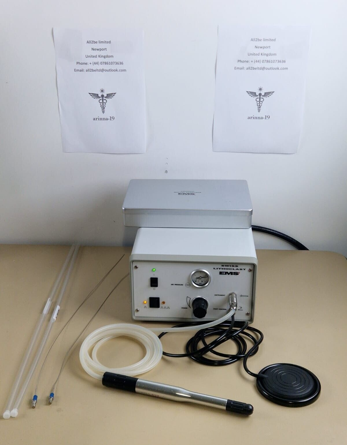 EMS swiss Lithoclast CH1260 nyon + EMS master handpiece footswitch hose + 2x tip20