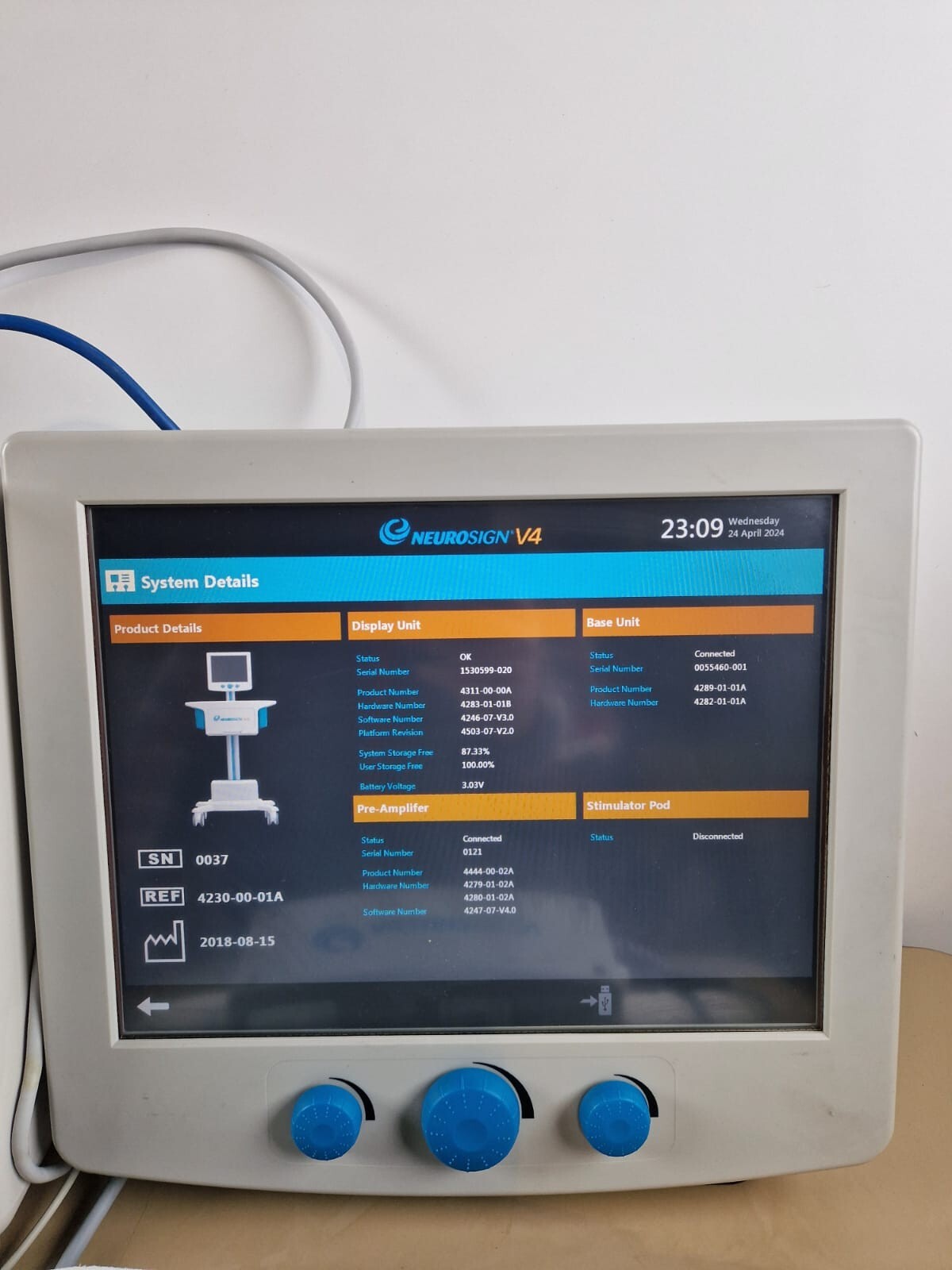 magstim neurosign V4 nerve monitor pre amplifier laryngeal electrode cable probe22