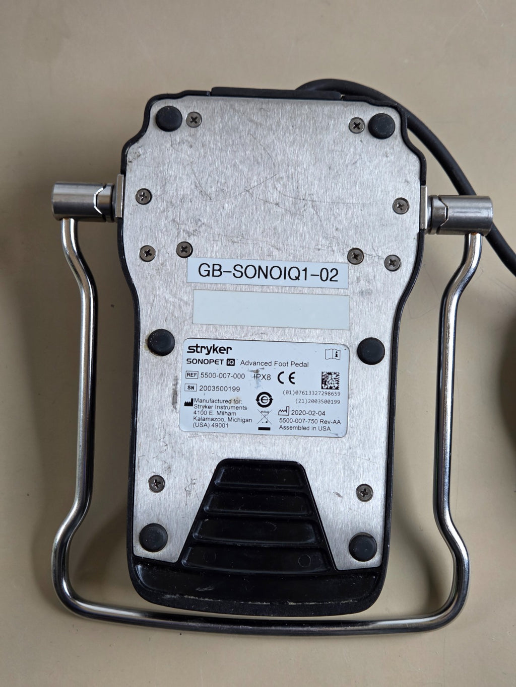 stryker sonopet  advanced foot pedal footswitch ref: 5500 007 0002