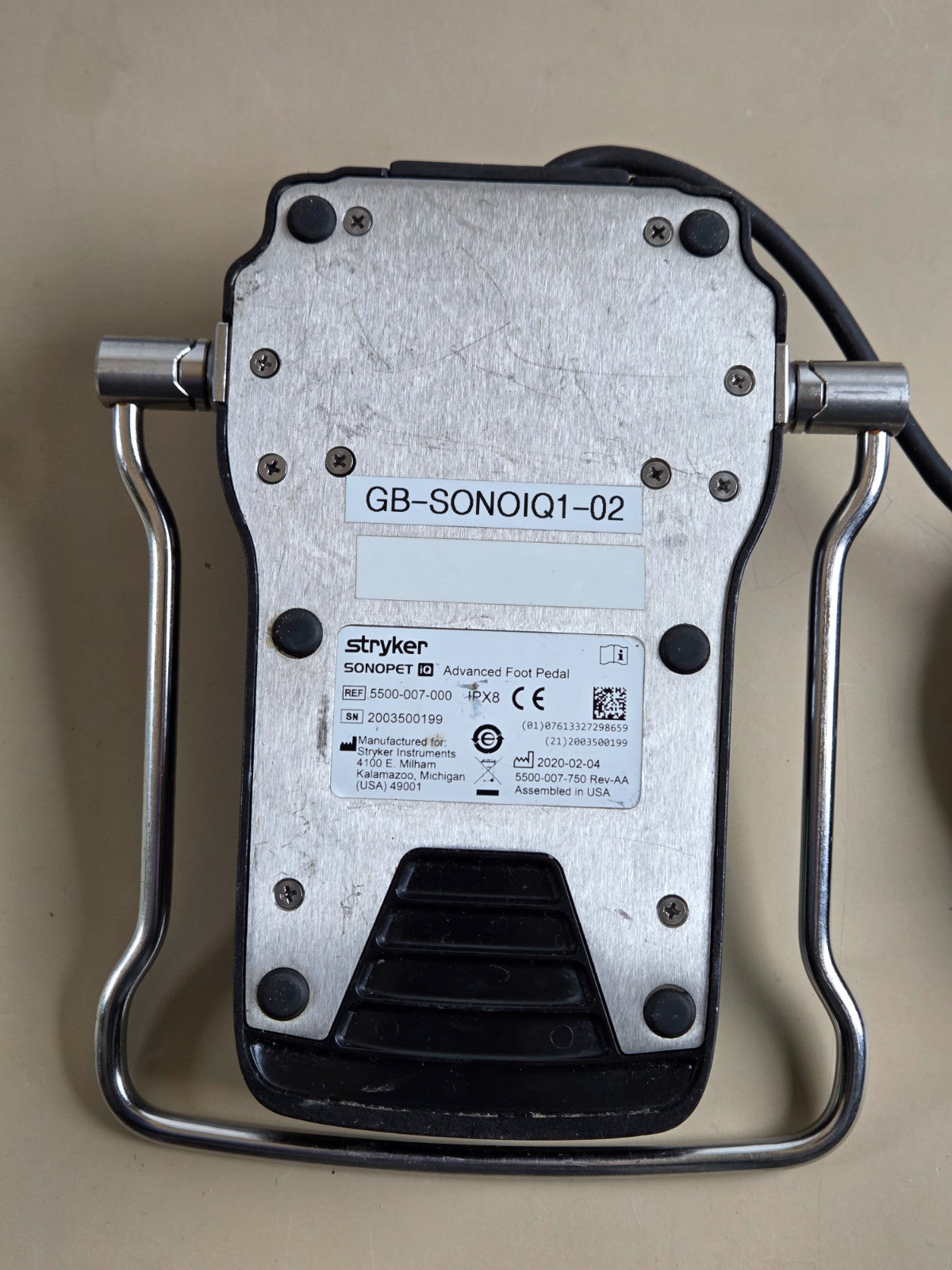 stryker sonopet  advanced foot pedal footswitch ref: 5500 007 0002