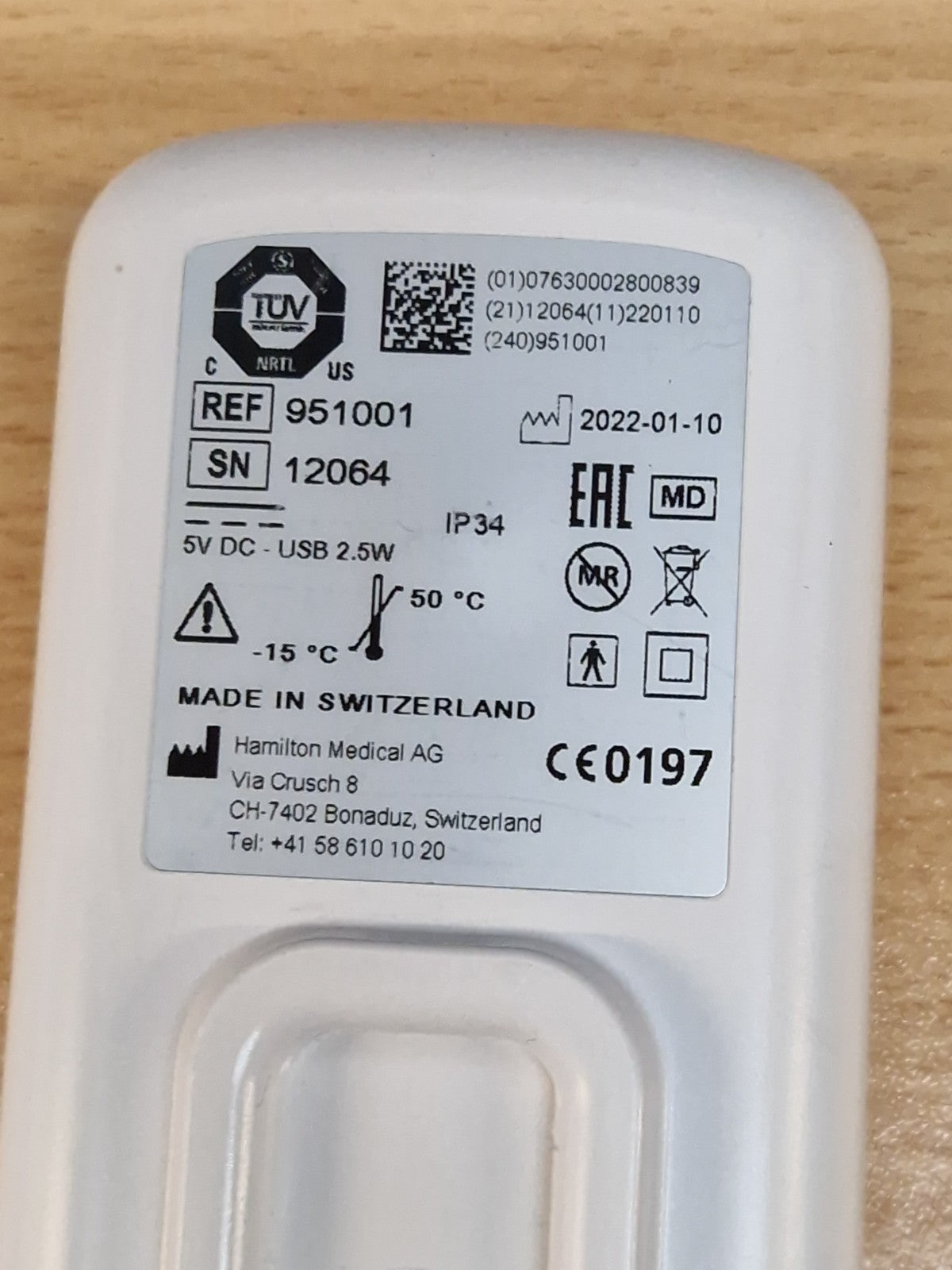 hamilton ref: 951001 IntelliCuff  automated cuff pressure controller3