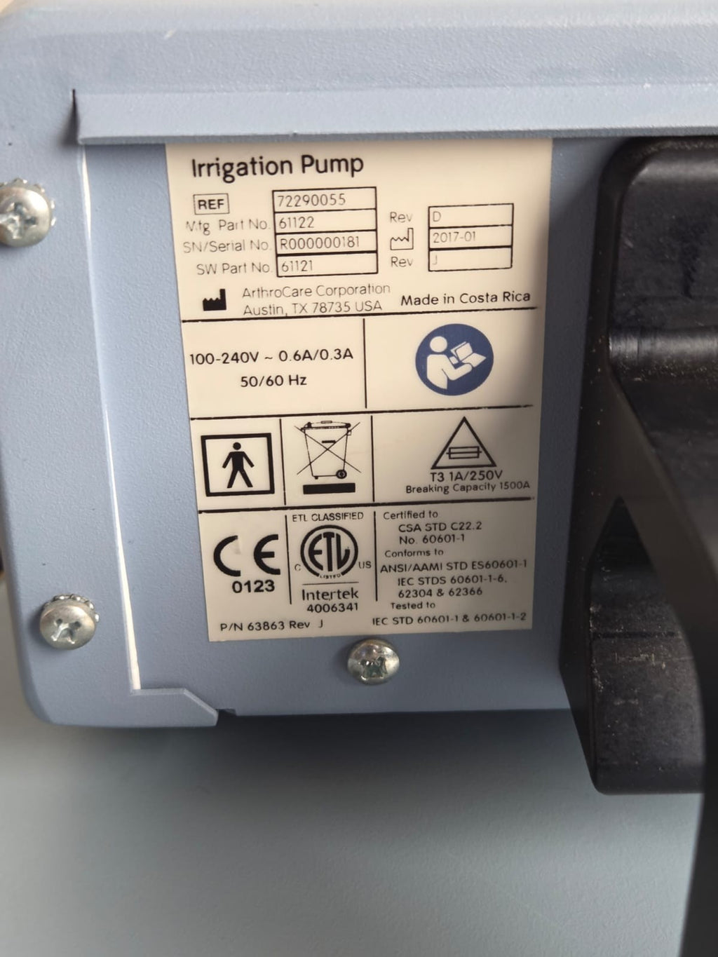 arthrocare ENT coblator II  8000E controller with footswitch and irrigation pump7