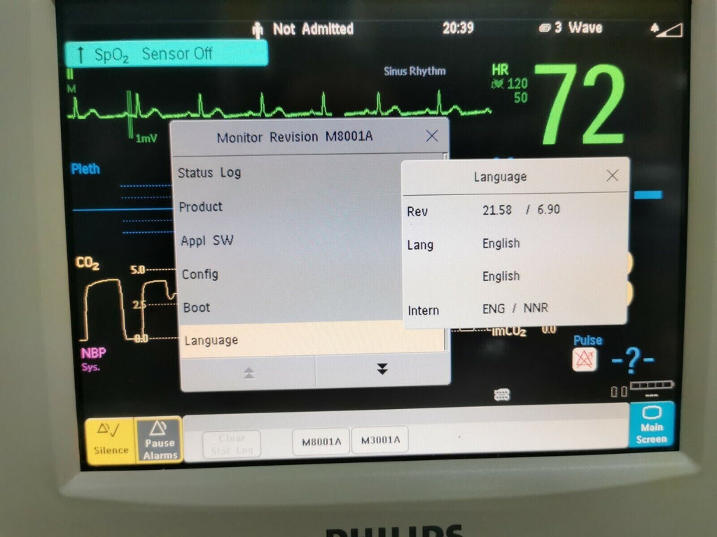 philips MP20 patient monitor M3001A M3015A CO2 module SpO2 NIBP ECG IBP cal 20254