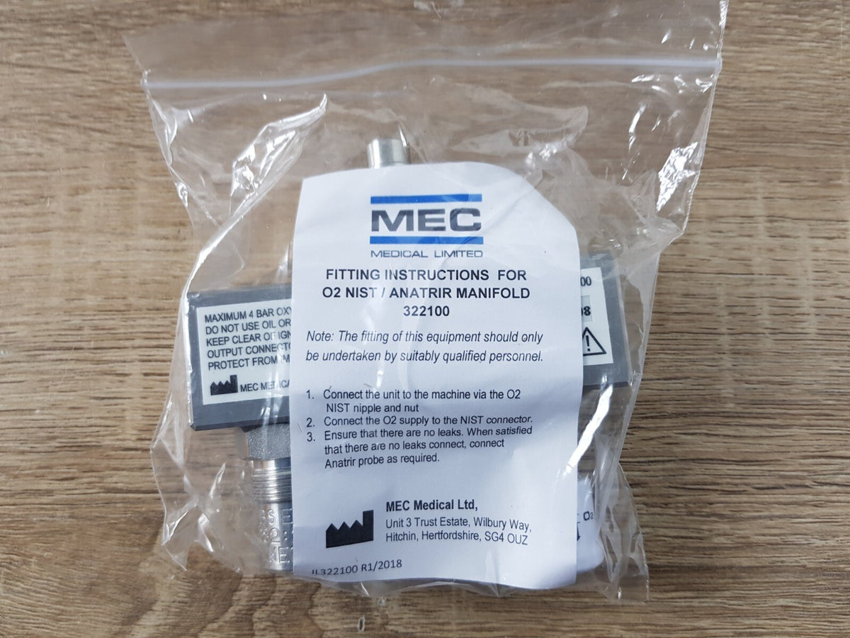 GE NIST ANATRIR o2 adaptor 322100 Schrader adaptor to male plus female manifold2