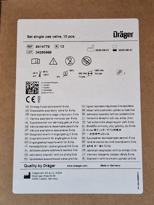 10 x drager single use valve ref 8414776 for EVITA 2 DURA 4 EDITION XL INFINITY1