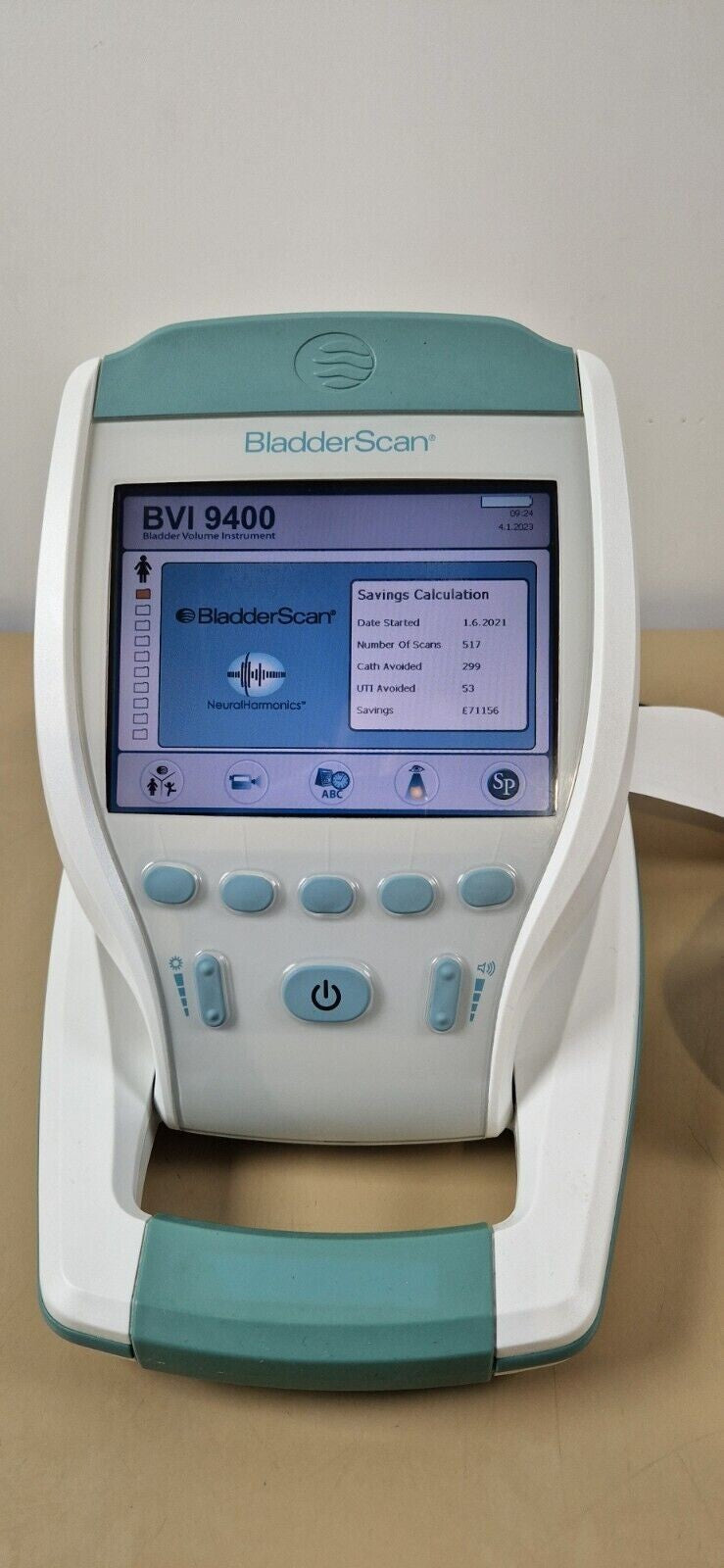 verathon BVI 9400 bladder scanner diagnostic ultrasound with probe + 2 battery3