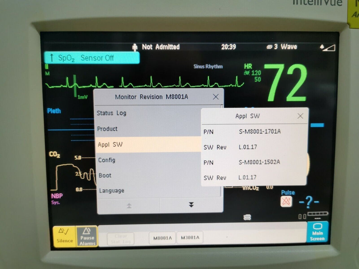 philips MP20 patient monitor M3001A M3015A CO2 module SpO2 NIBP ECG IBP cal 20253