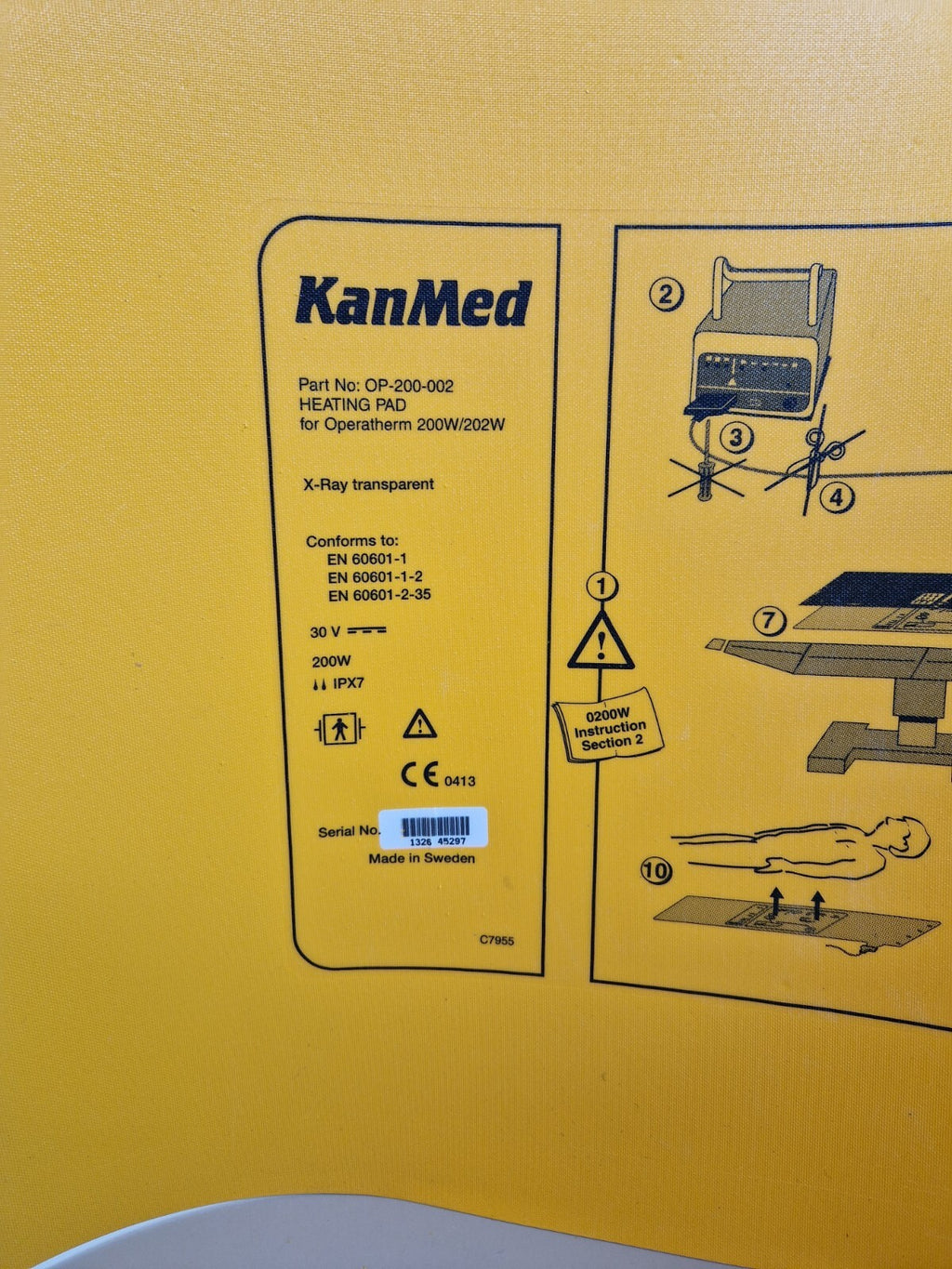 kanmed part no op 200 002 heating pad   x ray transparent2