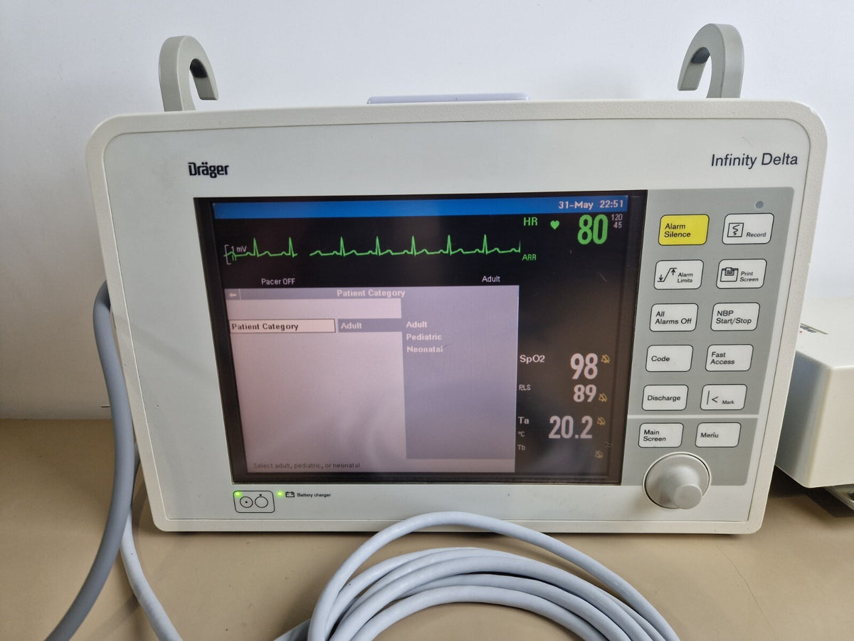 drager delta infinity patient monitor + ECG SpO2 NIBP Temp hemomed module13