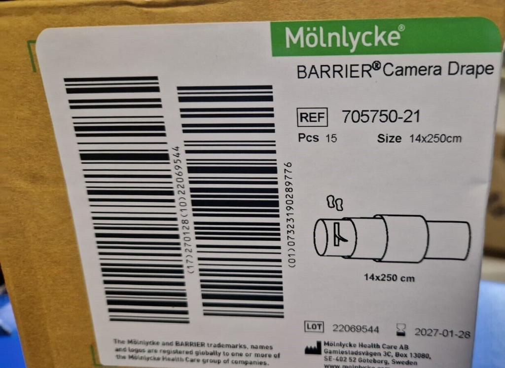 15x Molnlycke barrier endoscopic video camera drape ref: 705750 211