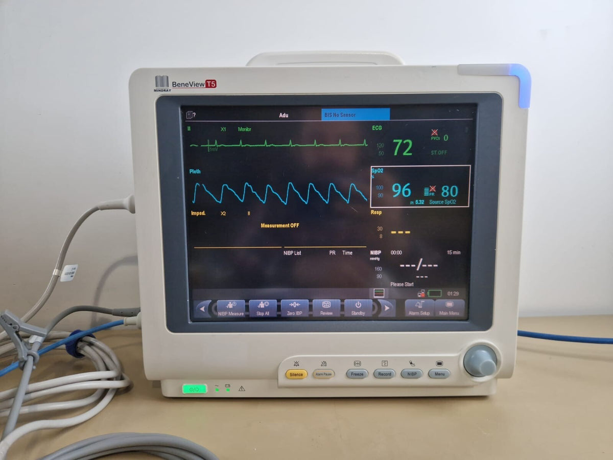 mindray beneView T5 patient monitor + BIS covidien loc  2 + masimo mpm + cables3