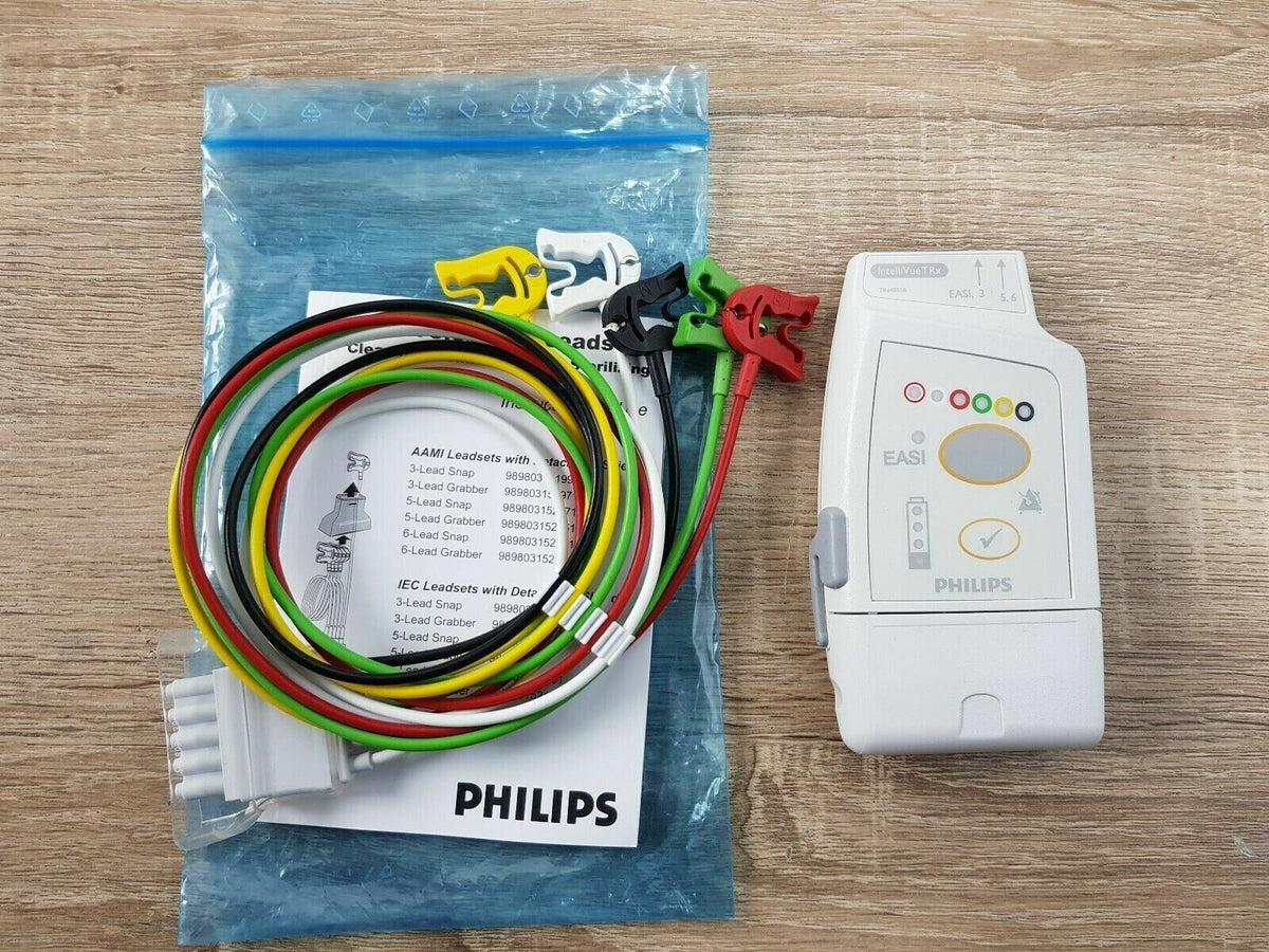philips intelliVue TRx 4851A transmitter with 5 Lead ECG cable patient monitor10