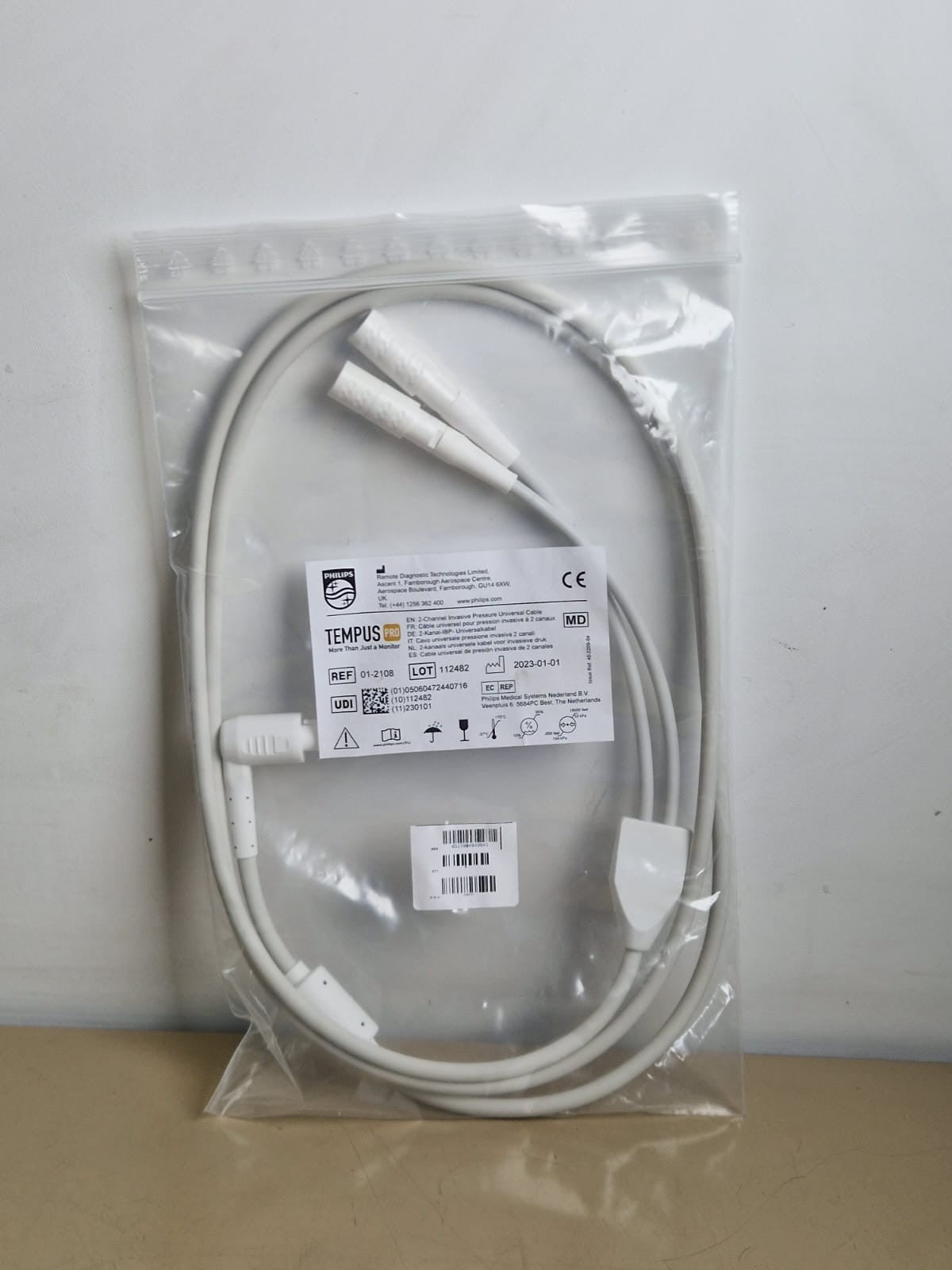 philips tempus 2 channel invasive pressure universal cable ref: 01 21080