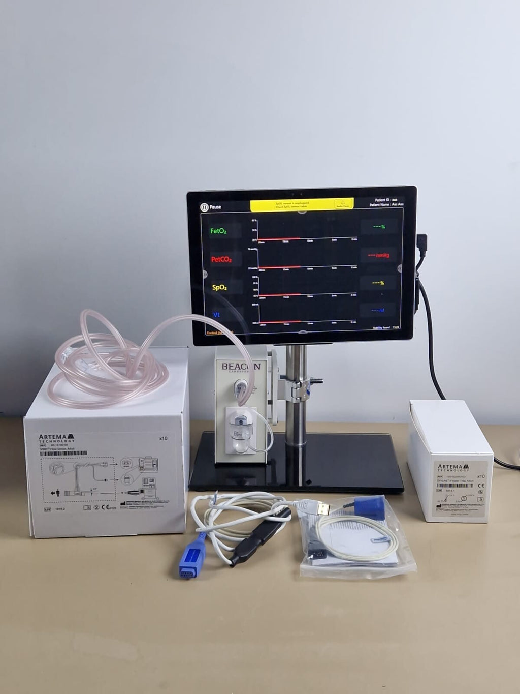 FetO2   PETCo2   Vt   SpO2 patient monitor beacon caresystem exercise test10