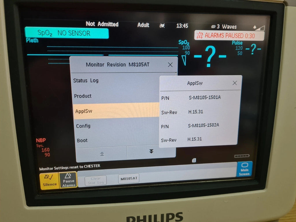 philips intellivue MPT5 patient monitor NIBP SPO2 telemetry connector M8105AT6