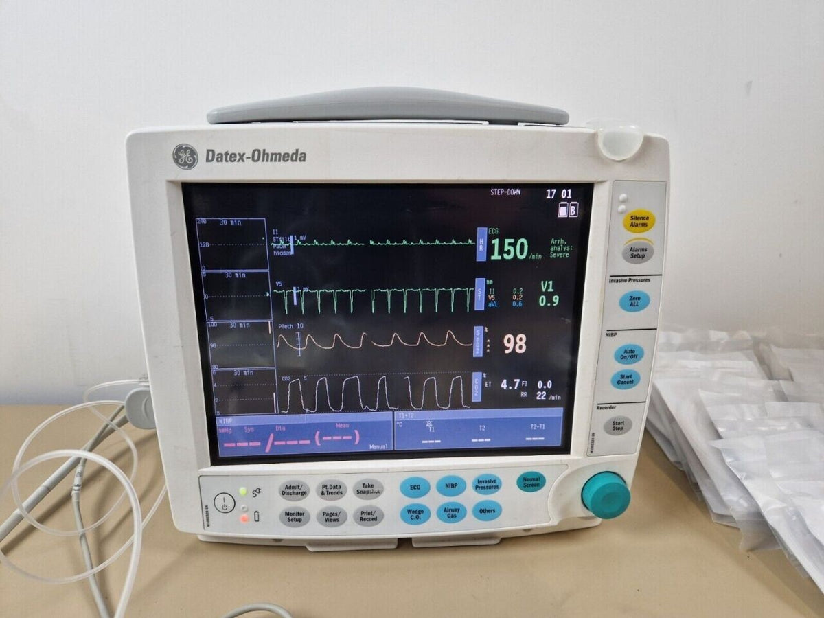 ge datex ohmeda S/5 FM patient monitor with CO2 module printer ECG SpO2 IBP Temp3