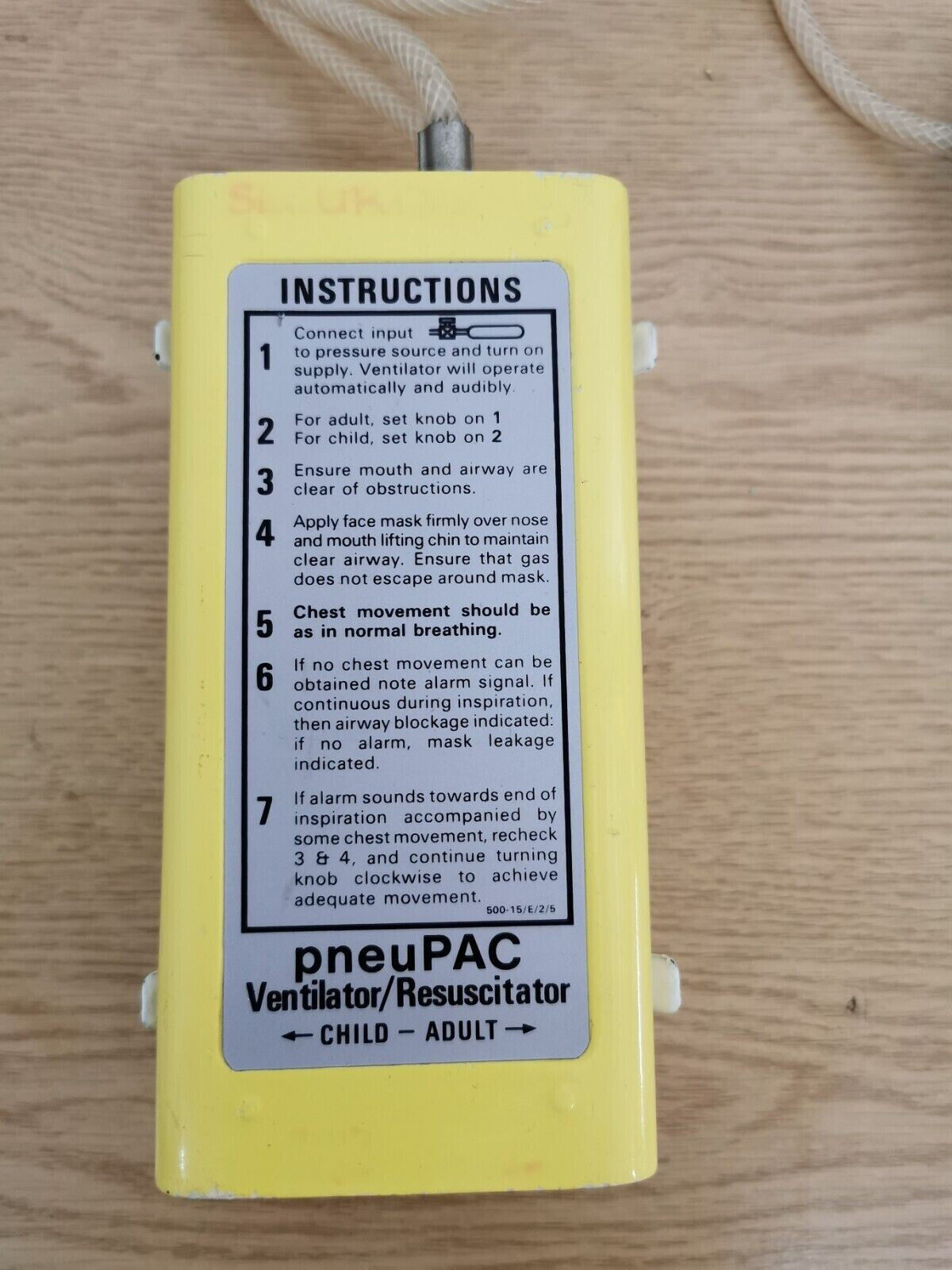 pneupac volumetric transport ventilator resuscitator model 2 child adult - hose6