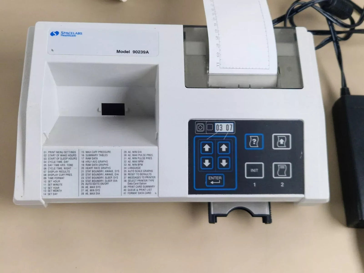 2x spacelabs 90207A BP   ABPM recorder and model 90239A report generator printer2