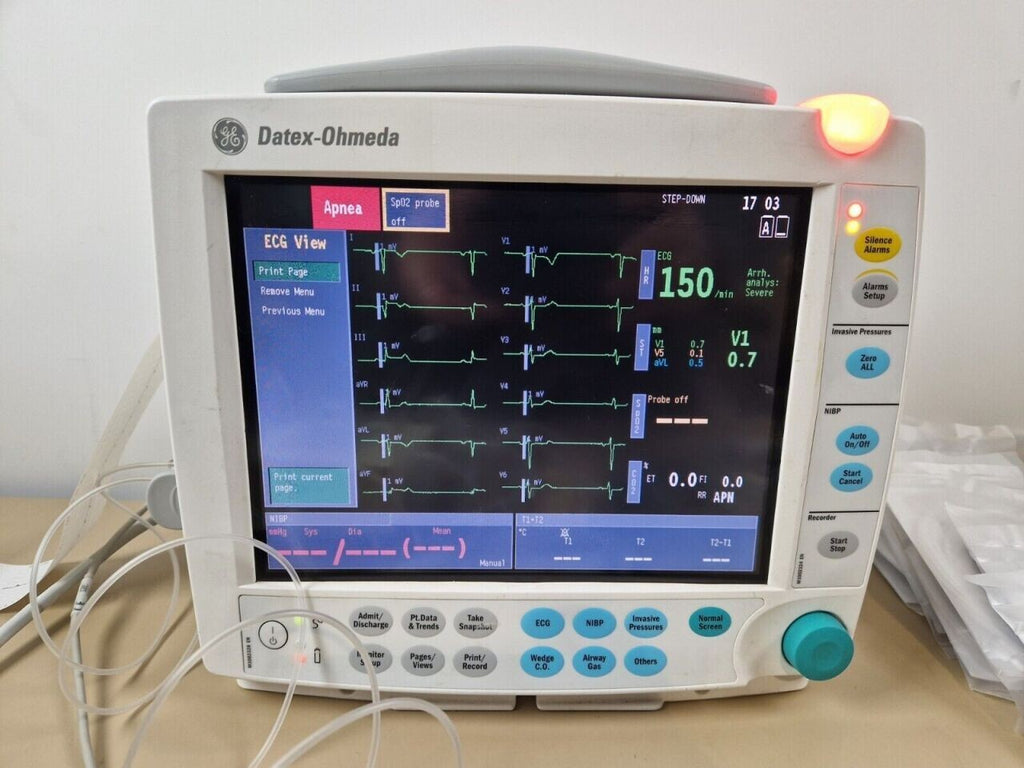 ge datex ohmeda S/5 FM patient monitor with CO2 module printer ECG SpO2 IBP Temp1