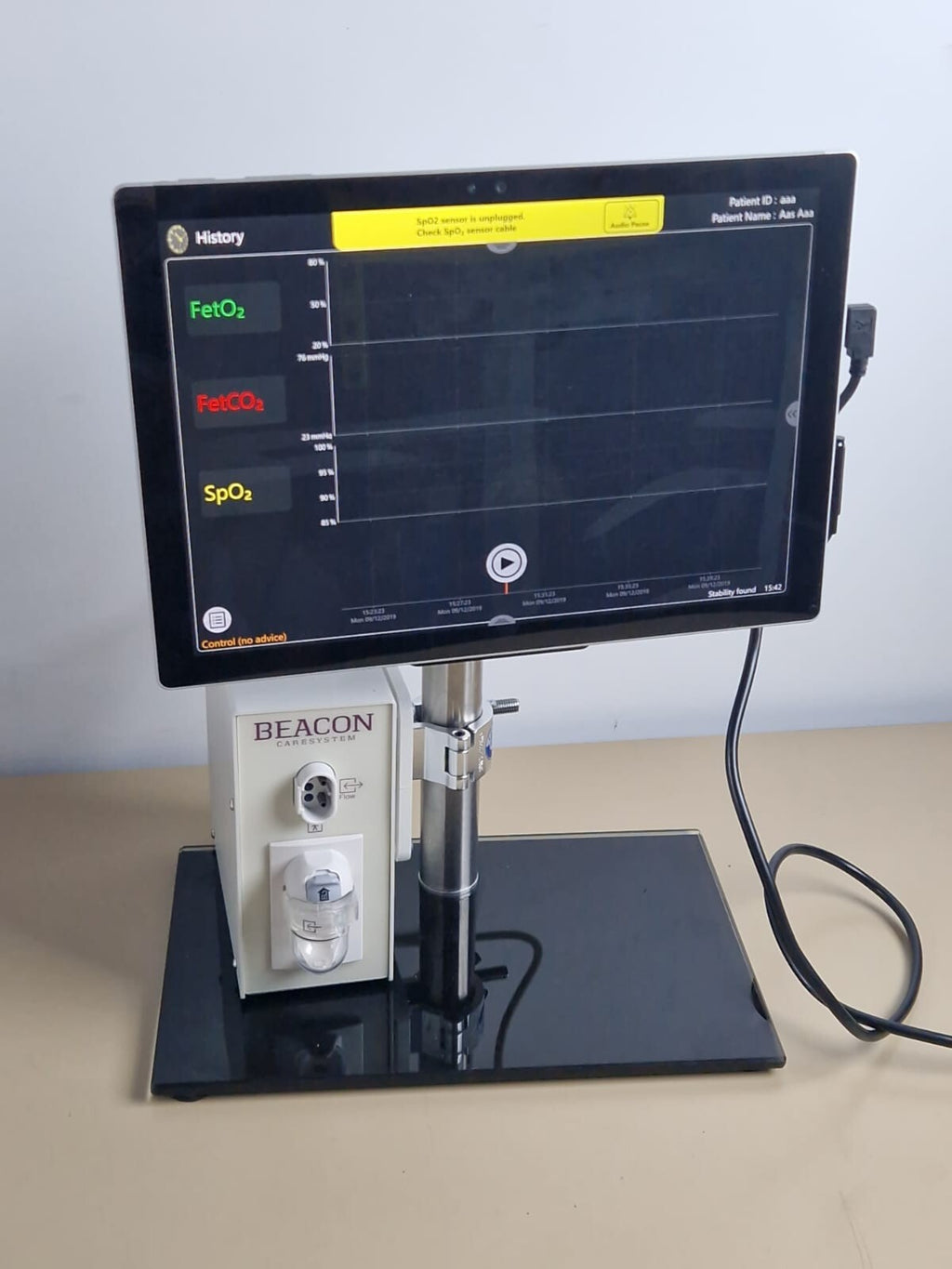 FetO2   PETCo2   Vt   SpO2 patient monitor beacon caresystem exercise test2