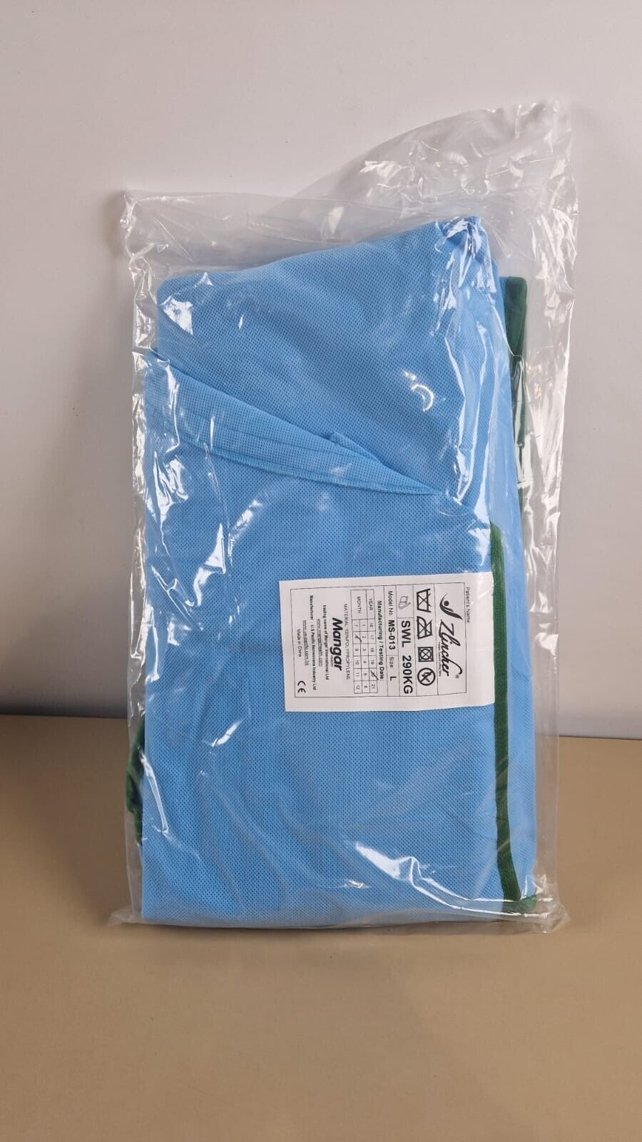 zlincher MS 013 patient lifting high back sling  SWL 290 kg   Blue Size Large L0