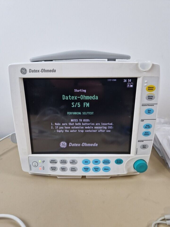 ge datex ohmeda S/5 FM patient monitor with CO2 module printer ECG SpO2 IBP Temp2