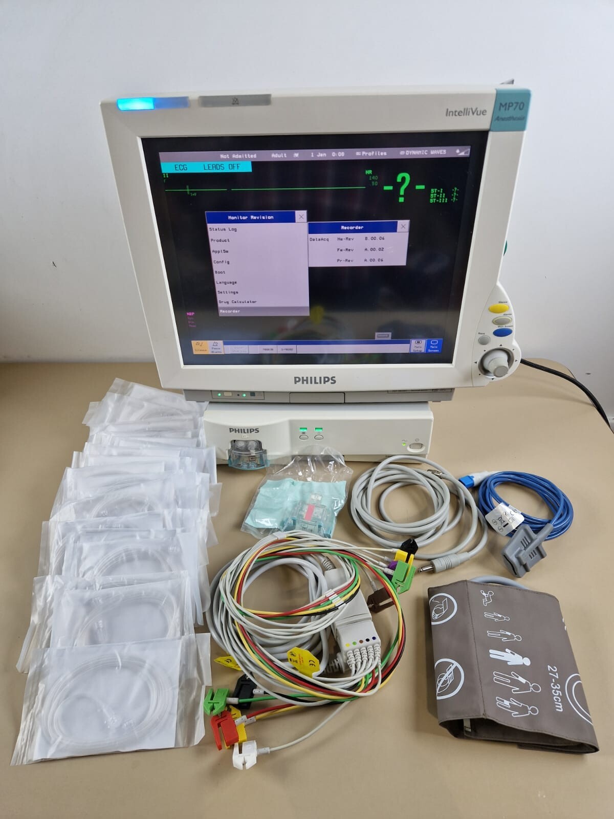 philips MP70 patient monitor X2 M3002A M1019A anaesthetic gas module 12 lead ECG0