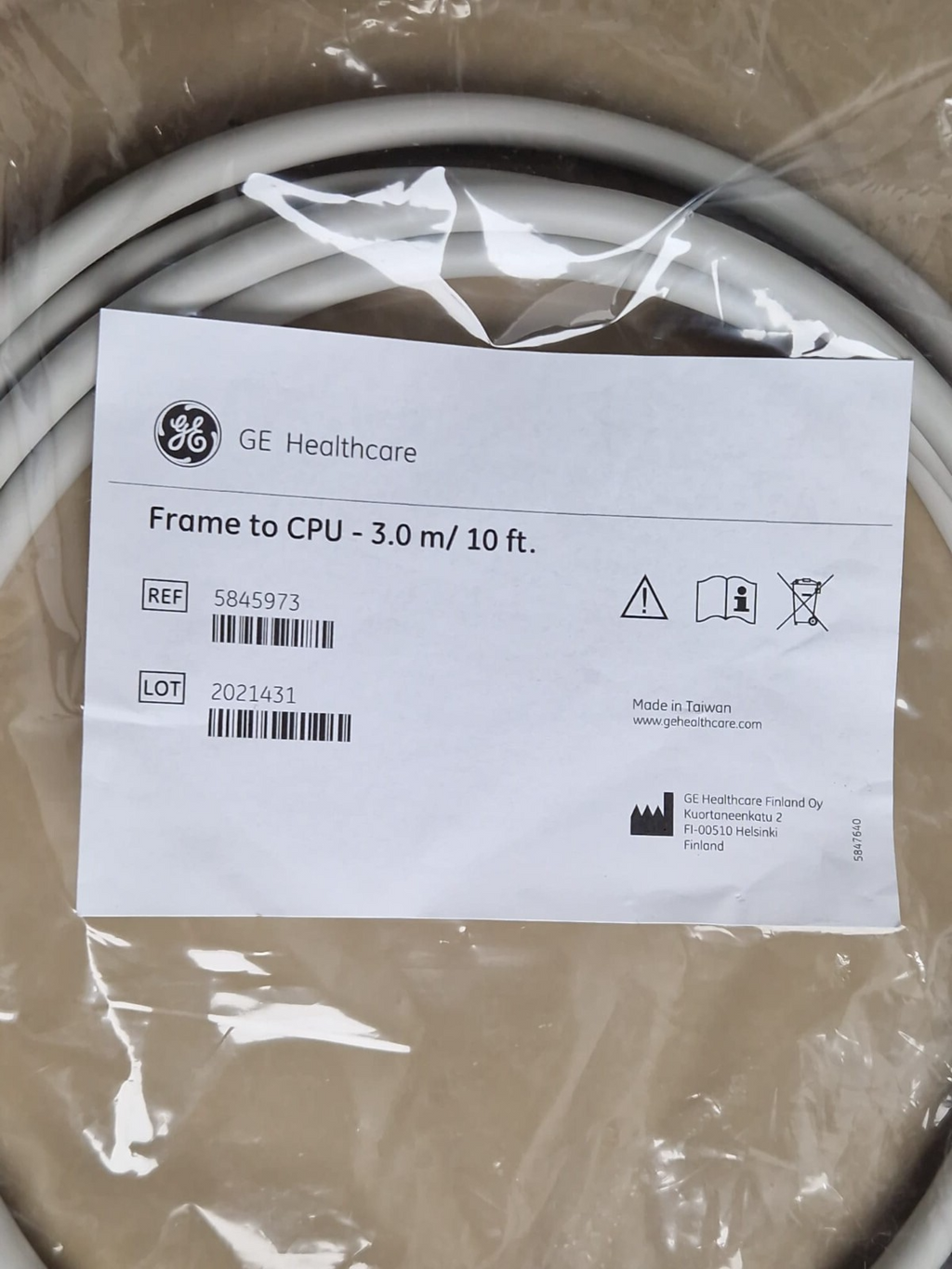 GE Frame to CPU   3.0 m/10 ft Cable PN: 5845973 for Patient Monitor1