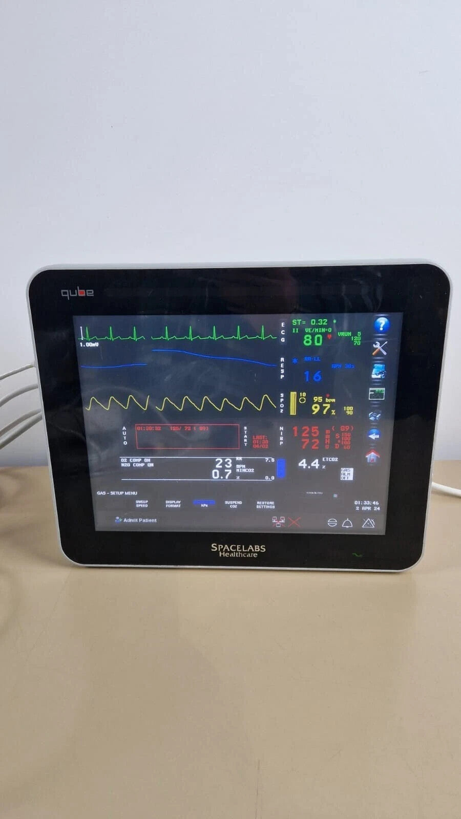 spacelabs qube patient monitor + ECG SpO2 NIBP IBP + CO2 module + power module6