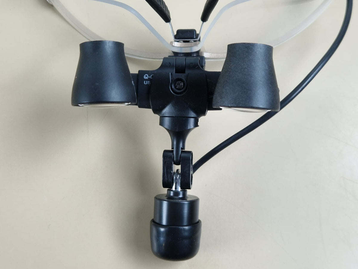 Q optics headlight   power adapter   refurb battery   frame   M 2.5X loupe2