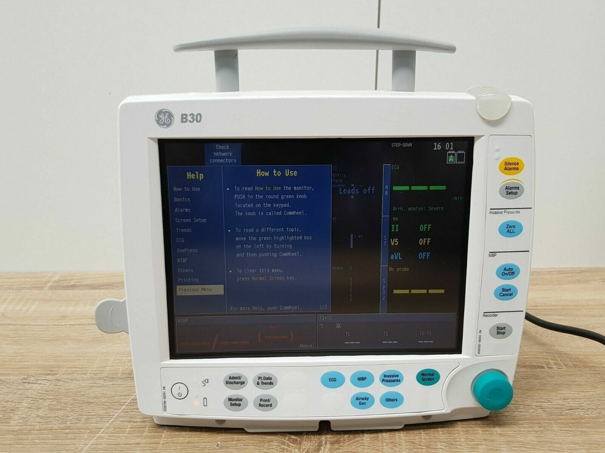 GE B30 patient monitor with Printer and EPSMP SPO2 ECG NIBP IBP TEMP module8