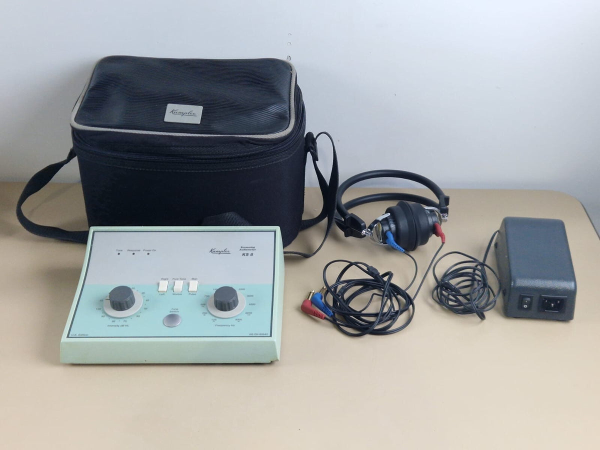 kamplex KS8 portable hearing aid analyzer tester headphone and controller0