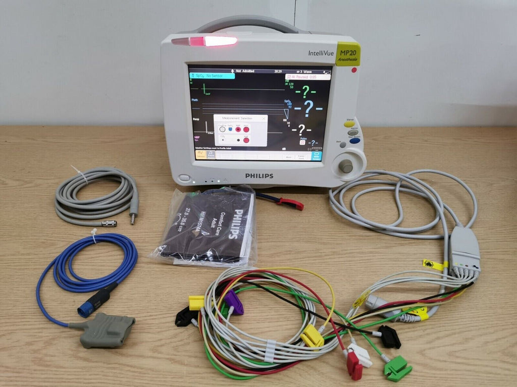 philips MP20 patient monitor M3001A M3015A CO2 module SpO2 NIBP ECG IBP cal 20250