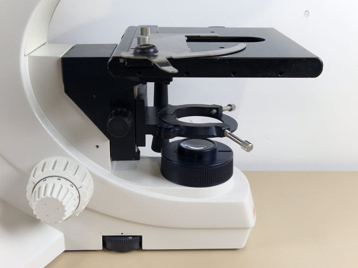 leica DMLS microscope with 3 plan apochromat + 1x fluotar objective5