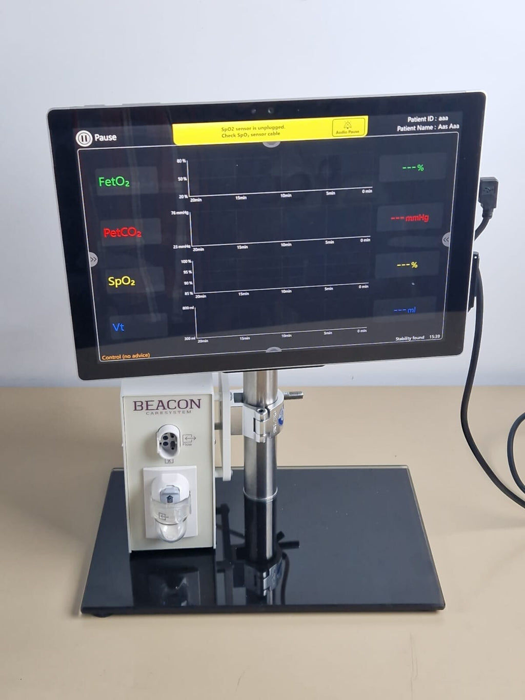 FetO2   PETCo2   Vt   SpO2 patient monitor beacon caresystem exercise test1