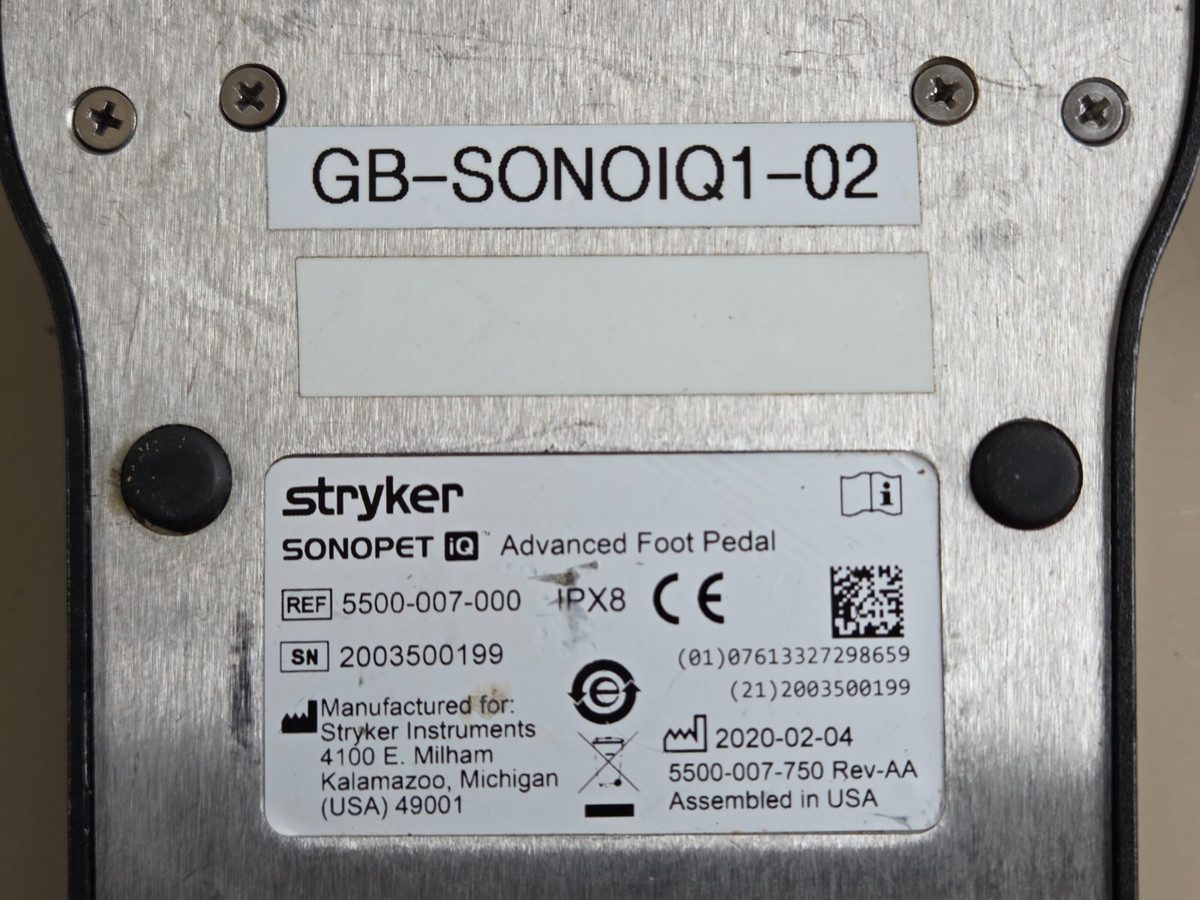 stryker sonopet  advanced foot pedal footswitch ref: 5500 007 0003